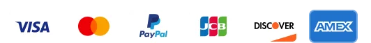 Visa, Mastercard, PayPal, JCB, Discover and American Express accepted